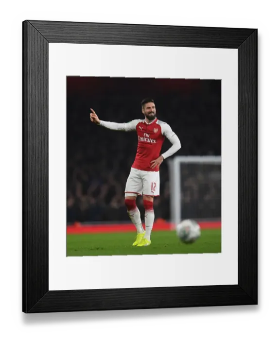 Framed Print : Olivier Giroud in Action: Arsenal vs. West Ham United, Carabao Cup Quarterfinals