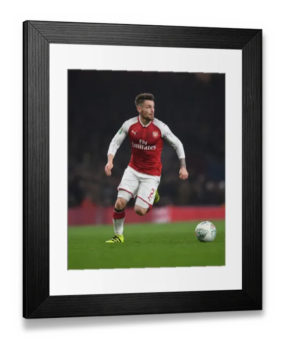 Framed Print : Mathieu Debuchy in Action: Arsenal vs. West Ham United, Carabao Cup Quarterfinals