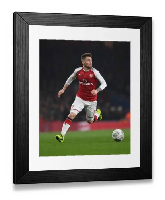 Framed Print : Mathieu Debuchy in Action: Arsenal vs. West Ham United - Carabao Cup Quarterfinal