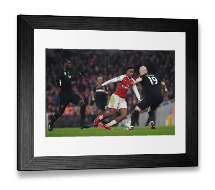 Framed Print : Arsenal vs. West Ham: Clash between Willock and Obiang in Carabao Cup Quarterfinal