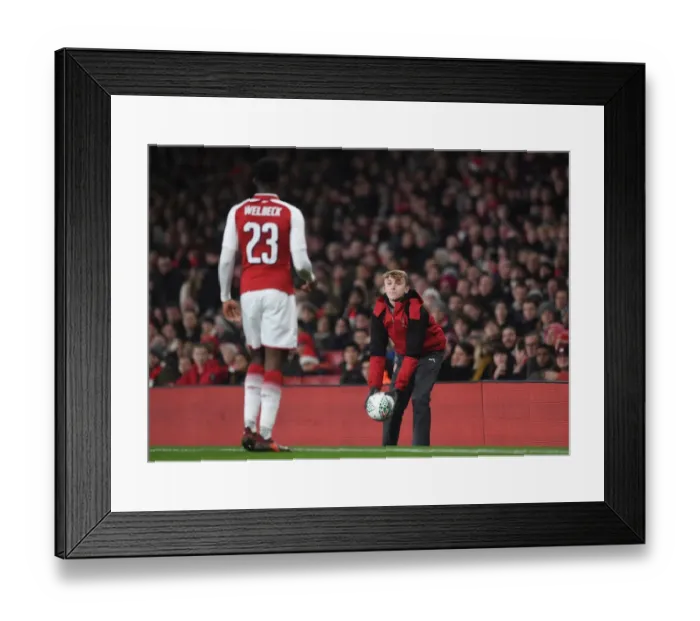 Framed Print : Arsenal Ballboy: Carabao Cup Quarterfinal at Emirates Stadium Framed Print : Arsenal Ballboy: Carabao Cup Quarterfinal at Emirates Stadium