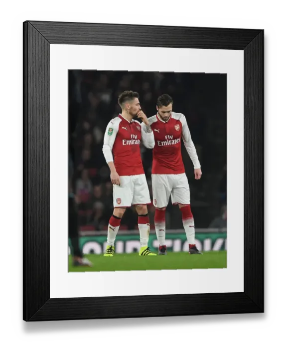 Framed Print : Arsenal's Debuchy Guides Chambers During Carabao Cup Clash vs. West Ham
