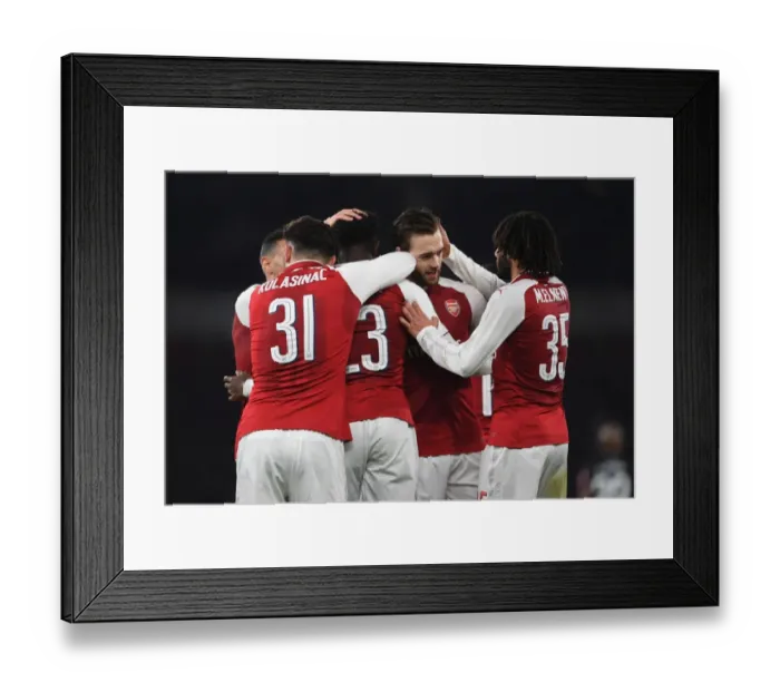 Framed Print : Arsenal Celebrate: Welbeck, Kolasinac, Elneny, Chambers (Carabao Cup Quarterfinal vs West Ham) Framed Print : Arsenal Celebrate: Welbeck, Kolasinac, Elneny, Chambers (Carabao Cup Quarterfinal vs West Ham)