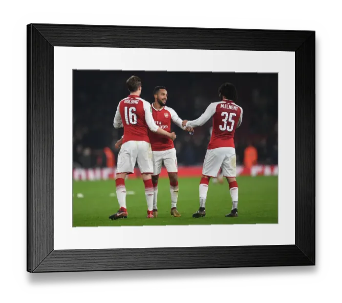 Framed Print : Arsenal Celebrate Carabao Cup Quarterfinal Victory: Walcott, Holding, Elneny Framed Print : Arsenal Celebrate Carabao Cup Quarterfinal Victory: Walcott, Holding, Elneny