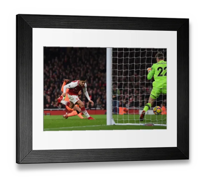 Framed Print : Alexis Sanchez Scores First Goal: Arsenal vs. Liverpool, Premier League 2017-18