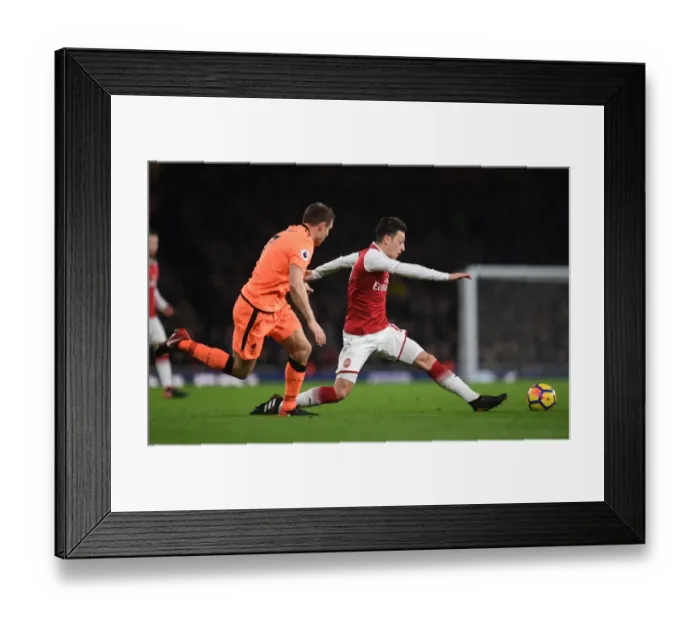 Framed Print : Mesut Ozil vs. James Milner: A Premier League Battle at the Emirates (2017-18)