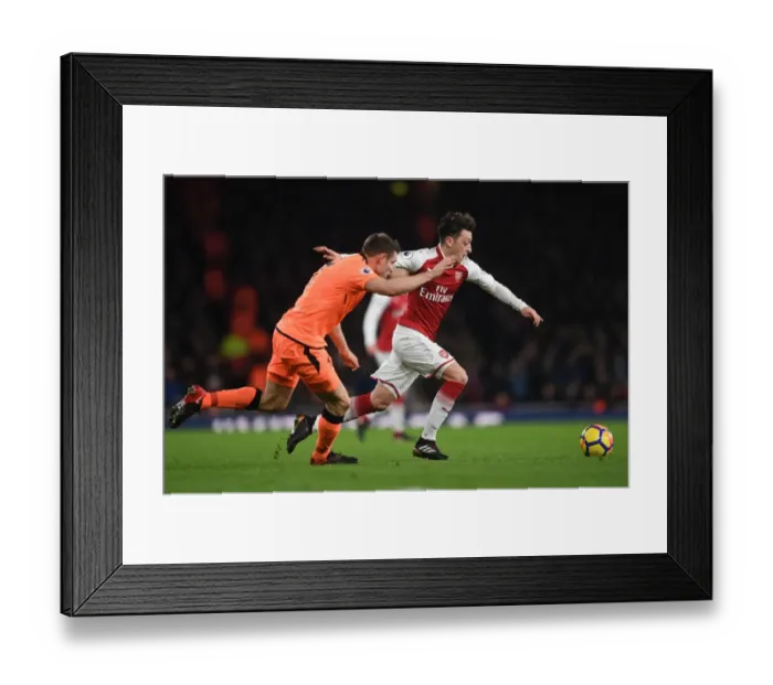 Framed Print : Mesut Ozil vs. James Milner: A Premier League Showdown at the Emirates (2017-18)