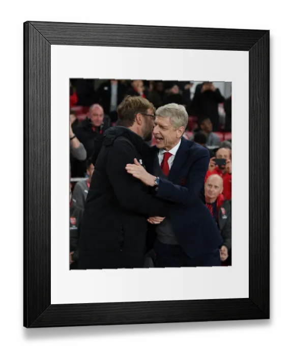 Framed Print : Arsene Wenger and Jurgen Klopp: A Pre-Match Encounter Between Arsenal and Liverpool Managers