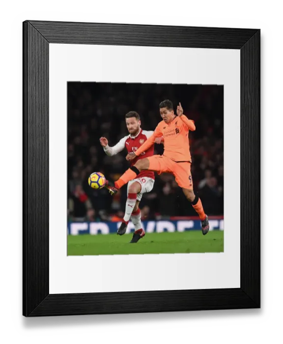Framed Print : Mustafi vs. Firmino: Intense Battle in Arsenal v Liverpool Premier League Clash Framed Print : Mustafi vs. Firmino: Intense Battle in Arsenal v Liverpool Premier League Clash