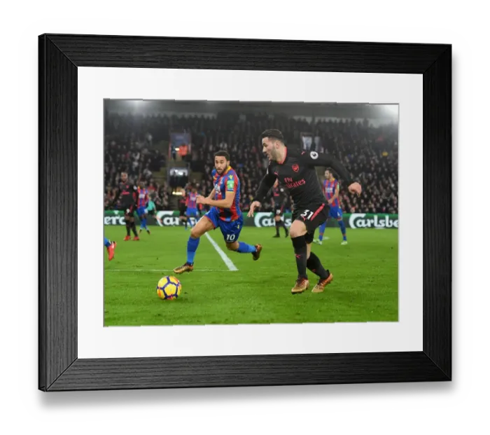 Framed Print : Sead Kolasinac vs Andros Townsend: A Battle for Supremacy in the Arsenal vs Crystal Palace Premier League Clash (December 2017)