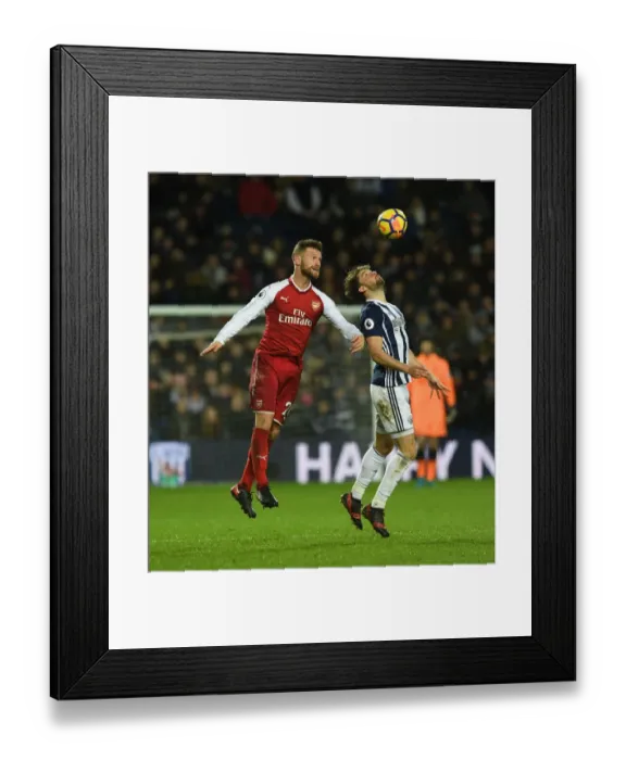 Framed Print : Mustafi vs Rodriguez: Clash at The Hawthorns - West Bromwich Albion vs Arsenal, Premier League (2017-18)