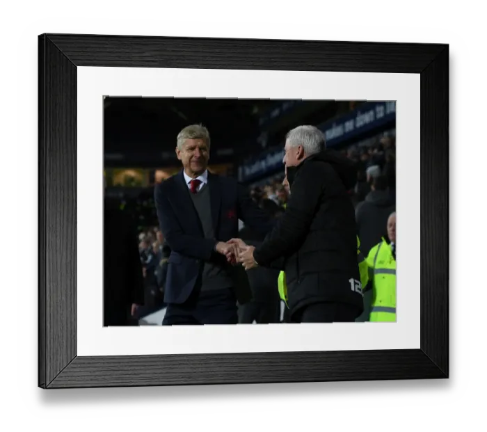 Framed Print : Arsene Wenger and Alan Pardew Pre-Match Handshake: West Bromwich Albion vs. Arsenal, Premier League 2017-18