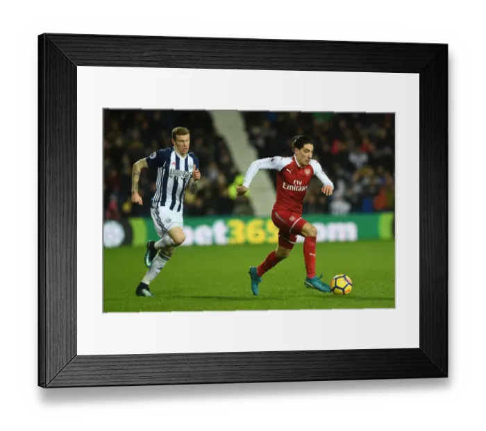 Framed Print : Bellerin vs. McClean: A Footballing Battle at The Hawthorns (2017-18) - West Bromwich Albion vs. Arsenal