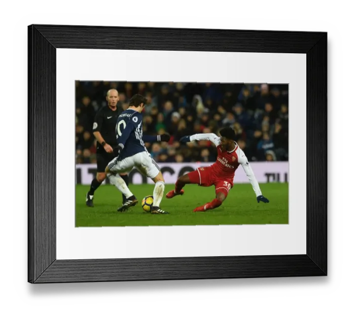 Framed Print : Clash of Midfielders: Ainsley Maitland-Niles vs Grzegorz Krychowiak (West Bromwich Albion vs Arsenal, Premier League)