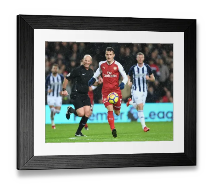 Framed Print : Granit Xhaka: In Action for Arsenal vs. West Bromwich Albion, Premier League 2017-18
