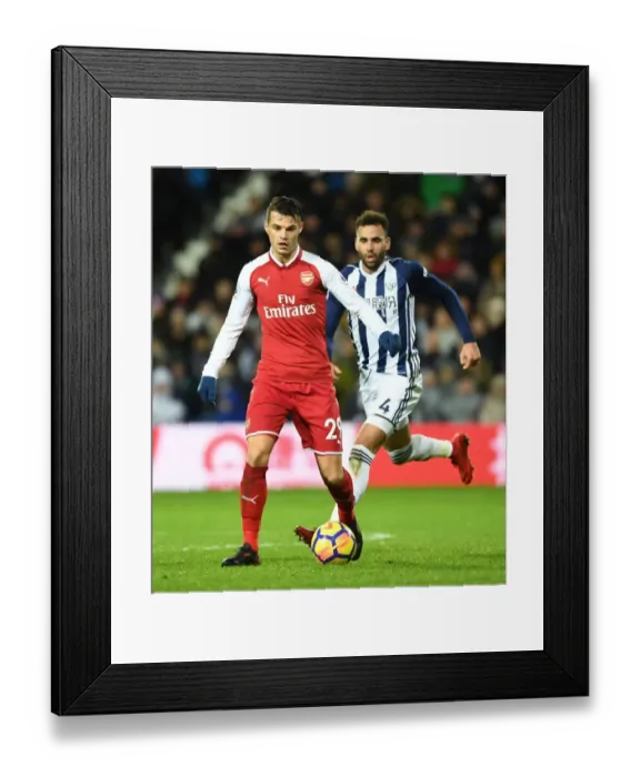 Framed Print : Granit Xhaka: In Action for Arsenal Against West Bromwich Albion (2017-18)