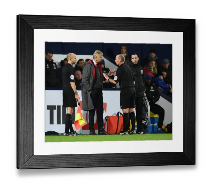Framed Print : Arsene Wenger vs. Mike Dean: A Contentious Face-off during Arsenal's Match at West Bromwich Albion (2017-18) Framed Print : Arsene Wenger vs. Mike Dean: A Contentious Face-off during Arsenal's Match at West Bromwich Albion (2017-18)