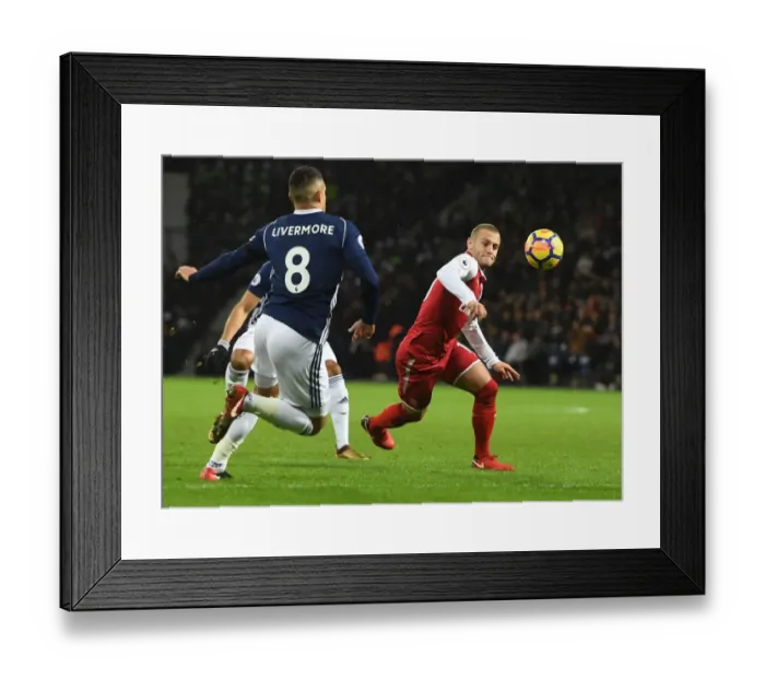Framed Print : Intense Rivalry: Wilshere vs Livermore Battle at The Hawthorns (2017-18)