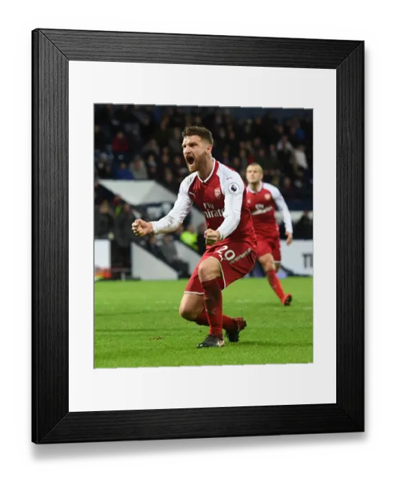 Framed Print : Shkodran Mustafi Scores for Arsenal against West Bromwich Albion, Premier League 2017-18