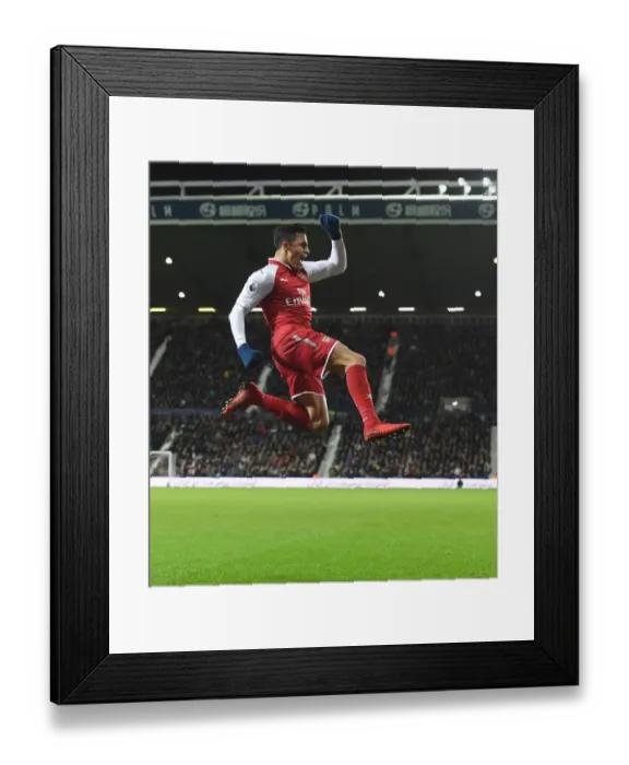 Framed Print : Alexis Sanchez Scores for Arsenal against West Bromwich Albion, Premier League 2017-18
