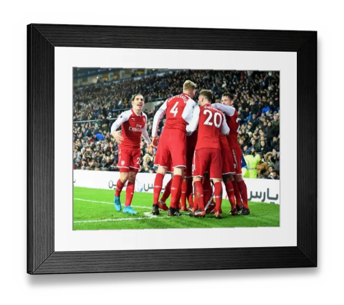 Framed Print : Arsenal's Bellerin and Sanchez Celebrate Goal Against West Bromwich Albion (2017-18)