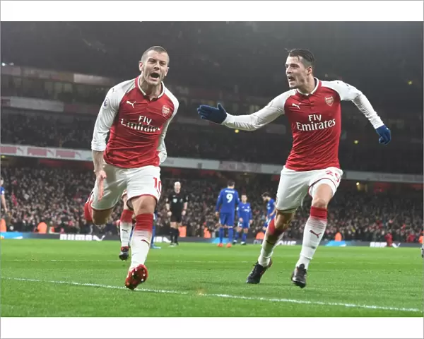 Arsenal: Jack Wilshere and Granit Xhaka Celebrate Goal Against Chelsea (2017-18)