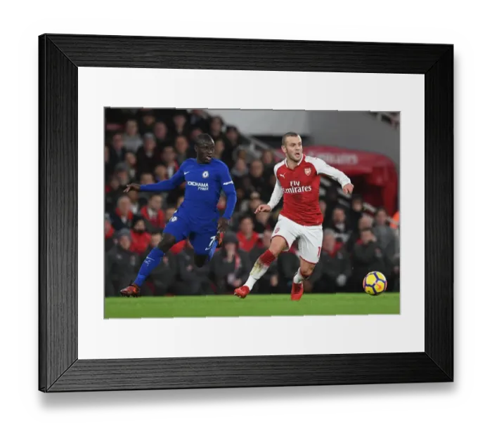 Framed Print : Battle of Midfield Masters: Wilshere vs. Kante (Arsenal vs. Chelsea, 2017-18)