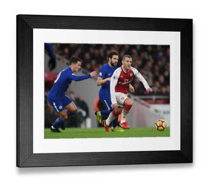 Framed Print : Clash of Talents: Wilshere vs. Hazard & Fabregas - Arsenal v Chelsea, Premier League