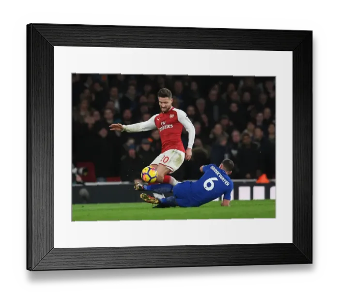 Framed Print : Mustafi vs Drinkwater: Intense Battle in Arsenal v Chelsea Premier League Clash