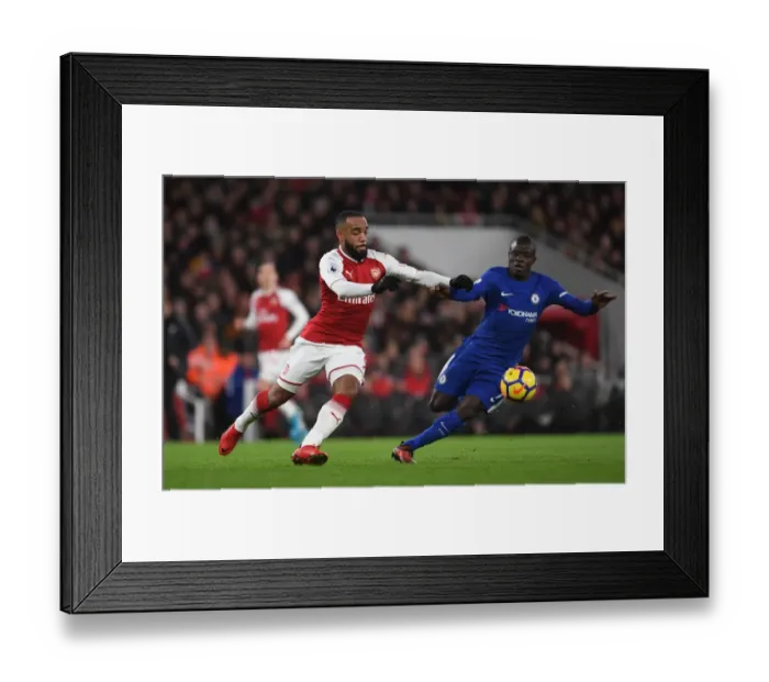 Framed Print : Arsenal's Lacazette Clashes with Chelsea's Kante in Premier League Showdown Framed Print : Arsenal's Lacazette Clashes with Chelsea's Kante in Premier League Showdown