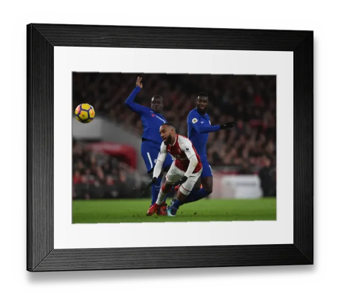 Framed Print : Clash of Midfield Titans: Lacazette vs. Kante & Bakayoko (Arsenal v Chelsea) Framed Print : Clash of Midfield Titans: Lacazette vs. Kante & Bakayoko (Arsenal v Chelsea)