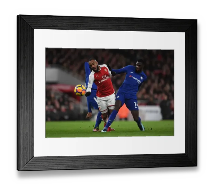 Framed Print : Clash of Titans: Lacazette vs. Bakayoko - Arsenal vs. Chelsea, Premier League