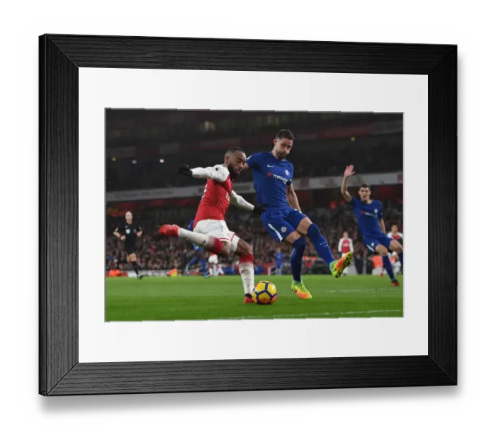 Framed Print : Clash at the Emirates: Lacazette vs. Cahill