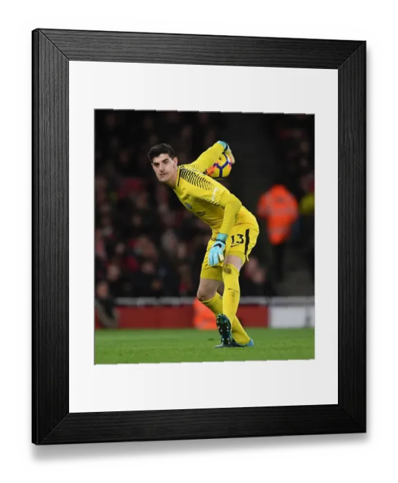 Framed Print : Thibaut Courtois Faces Arsenal: Premier League Showdown (2017-18)