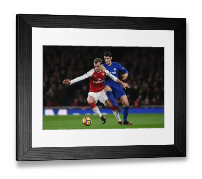 Framed Print : Clash of Titans: Holding vs Morata - Arsenal vs Chelsea Showdown (2017-18)