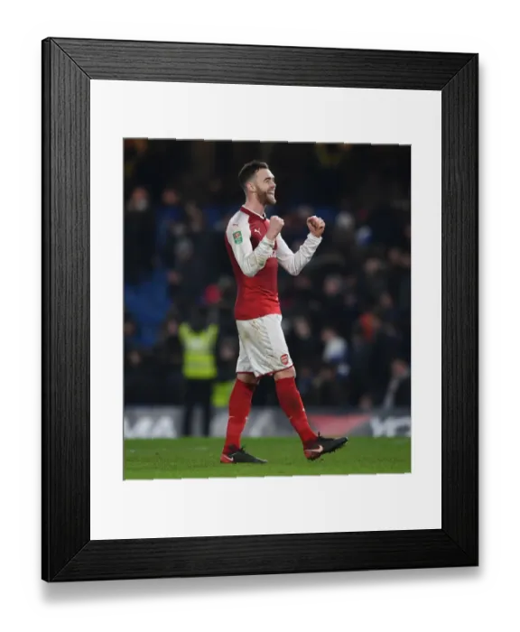 Framed Print : Calum Chambers Celebrates with Arsenal Fans after Carabao Cup Semi-Final 1st Leg vs Chelsea Framed Print : Calum Chambers Celebrates with Arsenal Fans after Carabao Cup Semi-Final 1st Leg vs Chelsea