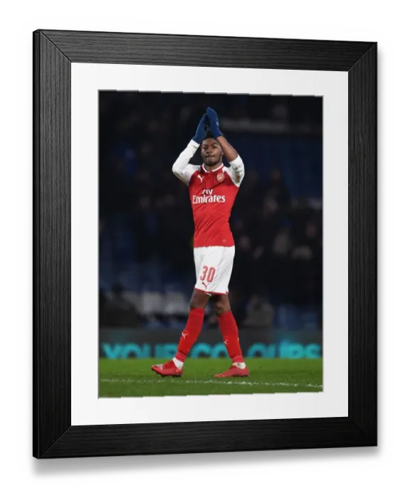 Framed Print : Ainsley Maitland-Niles: Arsenal's Determined Midfielder in Carabao Cup Semi-Final Clash Against Chelsea