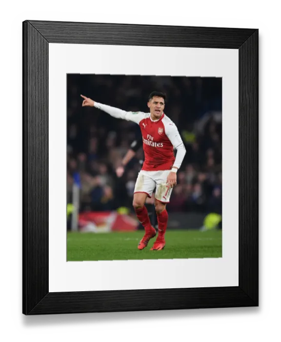 Framed Print : Alexis Sanchez in Action: Chelsea vs. Arsenal - Carabao Cup Semi-Final First Leg (2017-18)