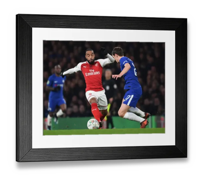 Framed Print : Alex Lacazette vs. Andreas Christensen: A Carabao Cup Semi-Final Battle at Stamford Bridge (2017-18) Framed Print : Alex Lacazette vs. Andreas Christensen: A Carabao Cup Semi-Final Battle at Stamford Bridge (2017-18)
