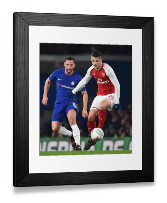 Framed Print : Xhaka vs Drinkwater: Carabao Cup Semi-Final Showdown - Chelsea vs Arsenal