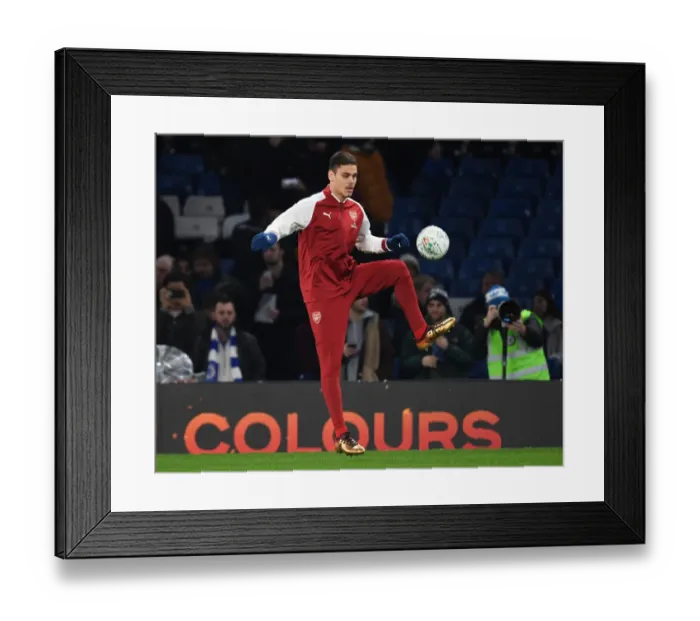 Framed Print : Arsenal's Konstantinos Mavropano Prepares for Carabao Cup Semi-Final Showdown against Chelsea
