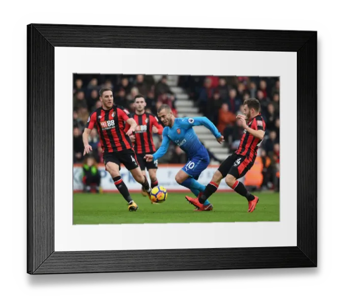 Framed Print : Jack Wilshere Goes Head-to-Head with Ryan Fraser and Dan Gosling in Intense AFC Bournemouth vs Arsenal Clash