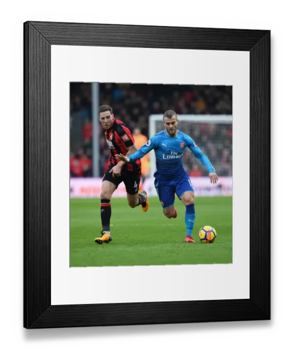 Framed Print : Jack Wilshere vs Dan Gosling: Battle in the Premier League - AFC Bournemouth vs Arsenal