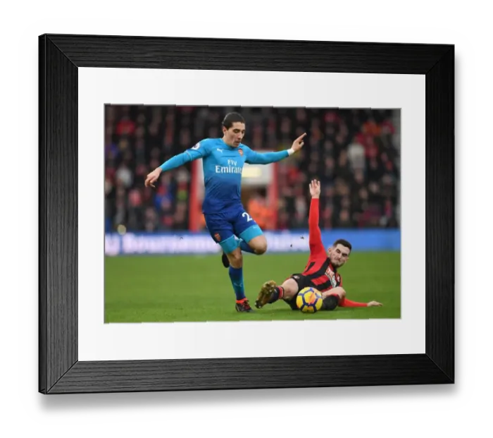 Framed Print : Clash of Midfielders: Hector Bellerin vs. Lewis Cook - AFC Bournemouth vs. Arsenal, Premier League