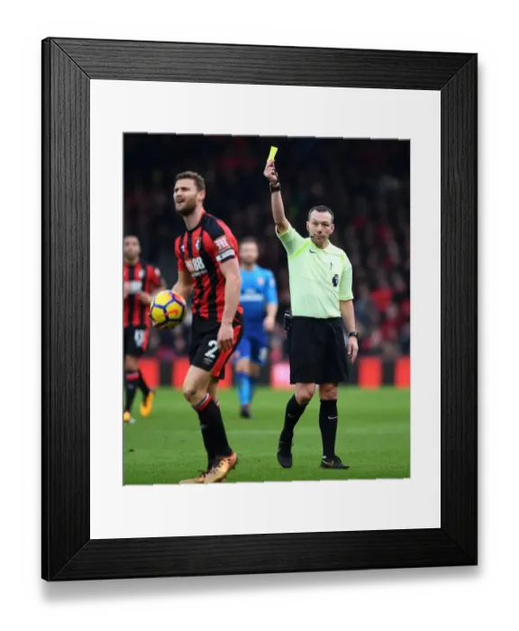 Framed Print : Kevin Friend Issues Yellow Card to Simon Francis in AFC Bournemouth vs Arsenal Premier League Clash Framed Print : Kevin Friend Issues Yellow Card to Simon Francis in AFC Bournemouth vs Arsenal Premier League Clash