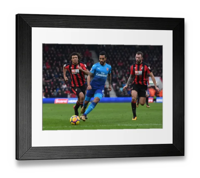 Framed Print : Theo Walcott vs Steve Cook and Nathan Ake: Intense Battle at AFC Bournemouth vs Arsenal (2017-18) Framed Print : Theo Walcott vs Steve Cook and Nathan Ake: Intense Battle at AFC Bournemouth vs Arsenal (2017-18)