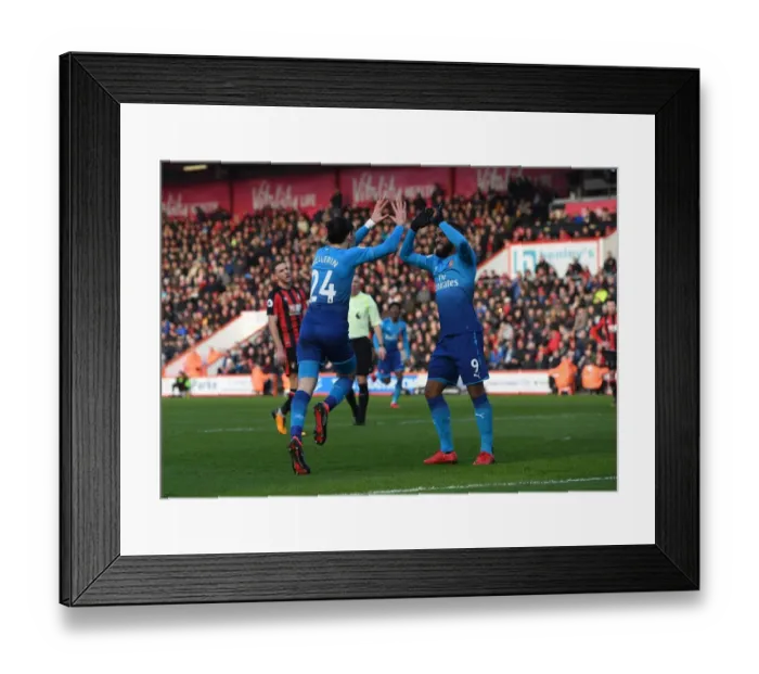 Framed Print : Bellerin and Lacazette Celebrate Goal: AFC Bournemouth vs Arsenal, Premier League 2017-18