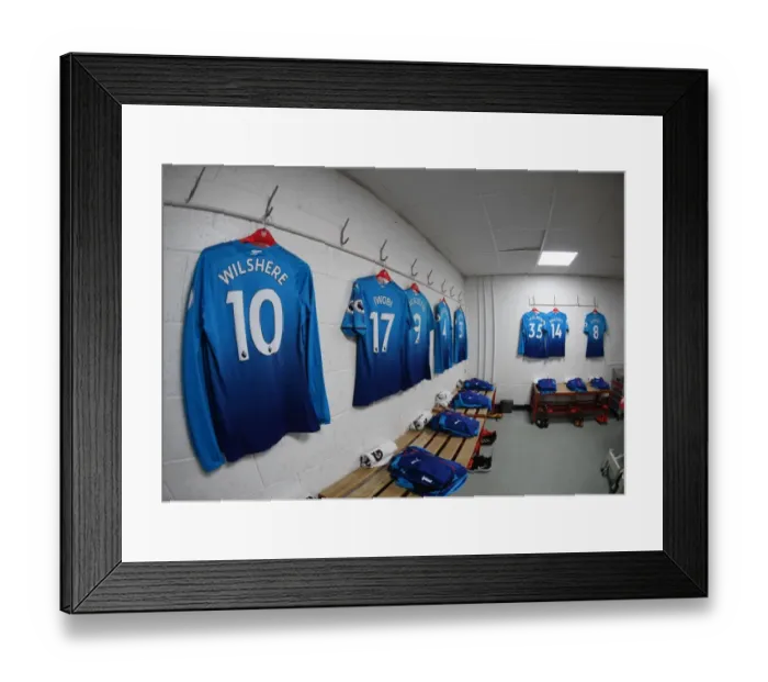 Framed Print : Arsenal Away Locker Room at AFC Bournemouth's Vitality Stadium before Premier League Match (2017-18) Framed Print : Arsenal Away Locker Room at AFC Bournemouth's Vitality Stadium before Premier League Match (2017-18)