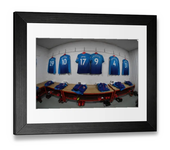 Framed Print : Arsenal's Away Gear Ready at Bournemouth's Vitality Stadium - AFC Bournemouth vs Arsenal, Premier League 2017-18