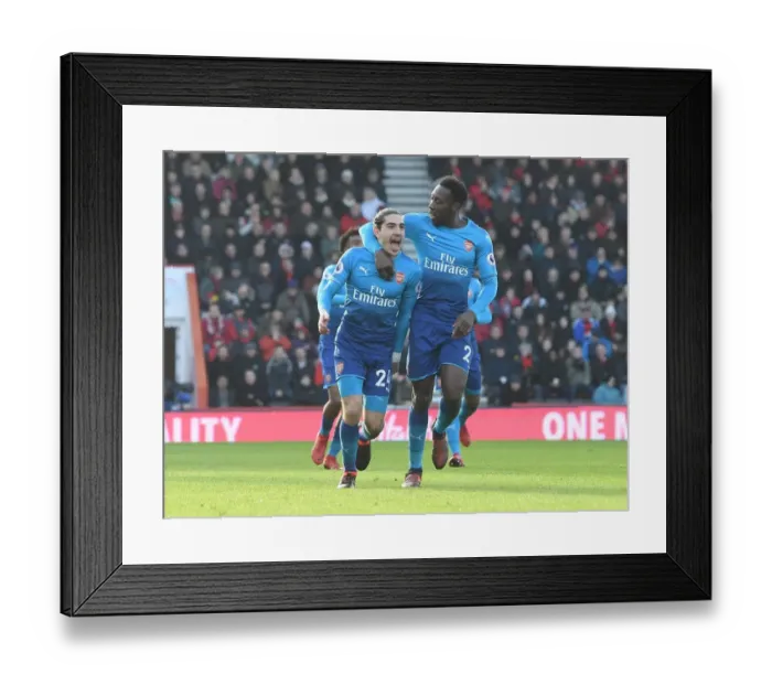Framed Print : Bellerin and Welbeck Celebrate Arsenal's Goal Against AFC Bournemouth Framed Print : Bellerin and Welbeck Celebrate Arsenal's Goal Against AFC Bournemouth